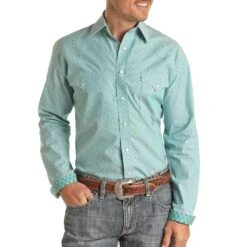 Rough Stock Men's Micro Dot Print Snap Shirt