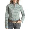 Rough Stock Women's Arrow Detail Plaid Snap Shirt