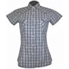 Rough Stock Women's Geometric Plaid Short Sleeve Snap Shirt