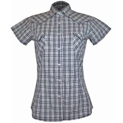Rough Stock Women's Geometric Plaid Short Sleeve Snap Shirt
