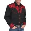 Scully Men's Floral Embroidered Western Dress Shirt