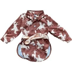 Shea Baby Toddler Girls' Running Horse Button Dress