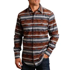 Stetson Men's Aztec Stripe Print Snap Shirt