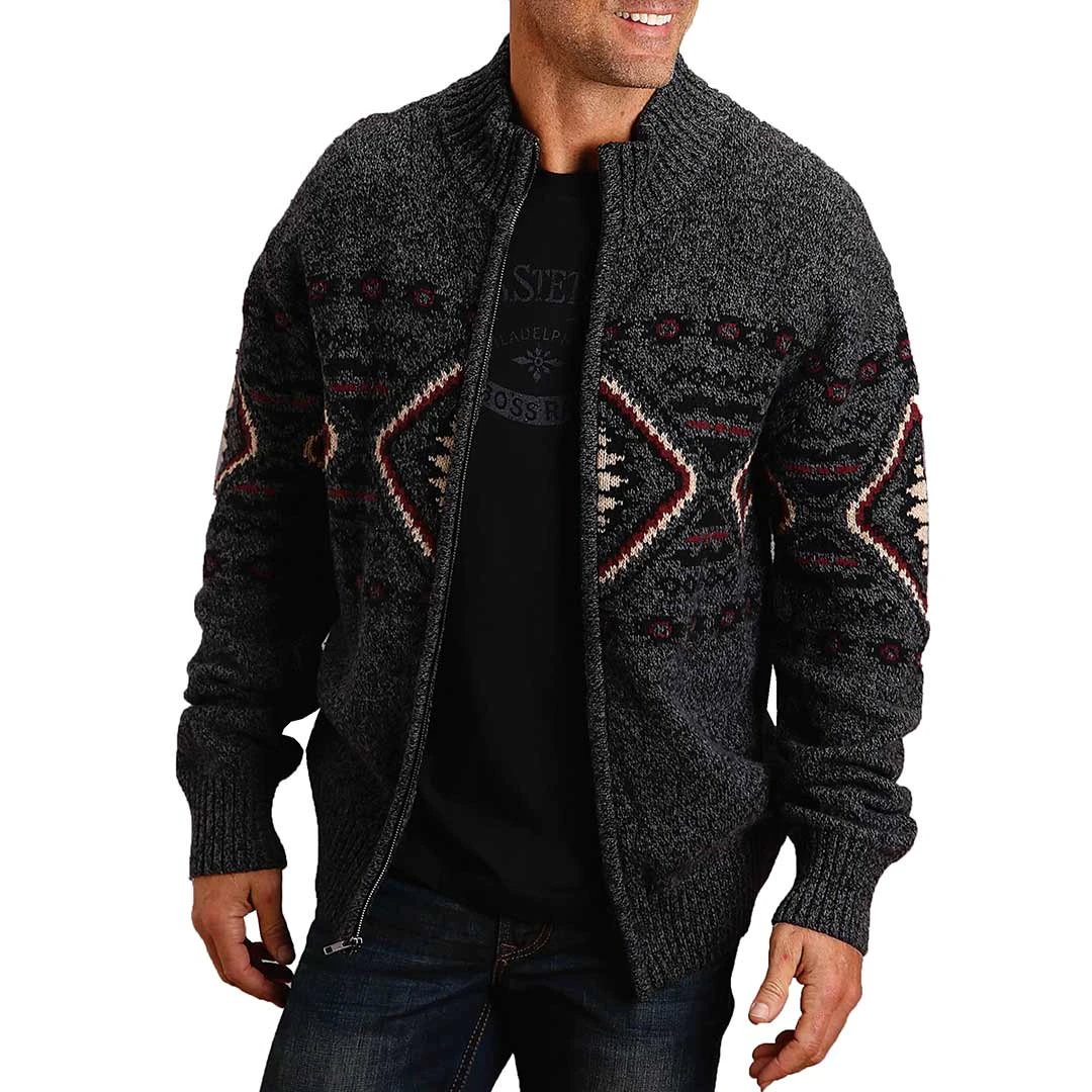 Stetson Men's Border Full Zip Knit Sweater - Image 3