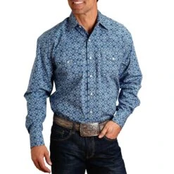 Stetson Men's Floral Print Snap Shirt