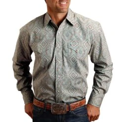 Stetson Men's Medallion Print Snap Shirt