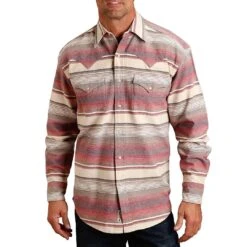 Stetson Men's Rugged Horizontal Stripe Snap Shirt