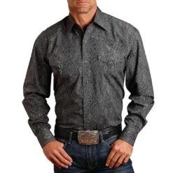 Stetson Men's Vintage Diamond Print Snap Shirt