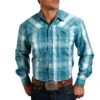 Stetson Men's Windowpane Plaid Snap Shirt