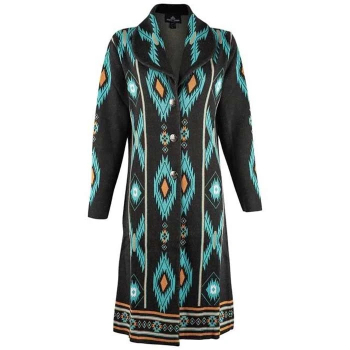 Time Of The West Women's Aztec Collared Duster Cardigan