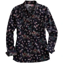 Tin Haul Women's Cactus Boot Print Snap Shirt
