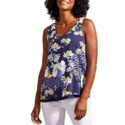 Tribal Women's Floral Print Reversible V-Neck Cami