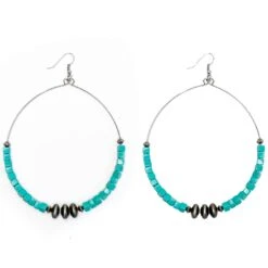 West & Co Jewelry Turquoise Square Bead Hoop Earrings