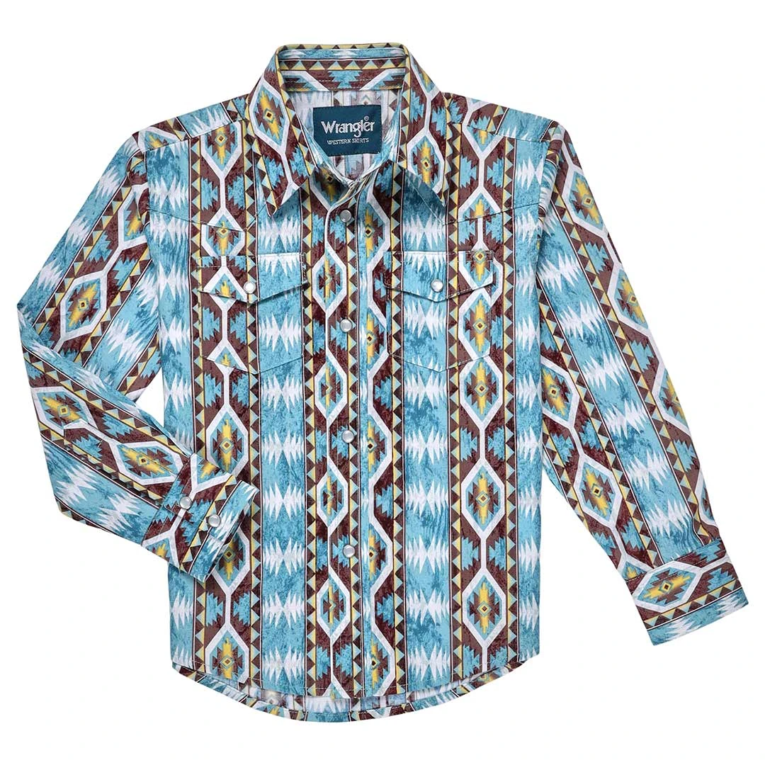 Wrangler Boys' Checotah Print Snap Shirt