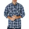 Wrangler Men's Retro Floral Plaid Print Button-Down Shirt