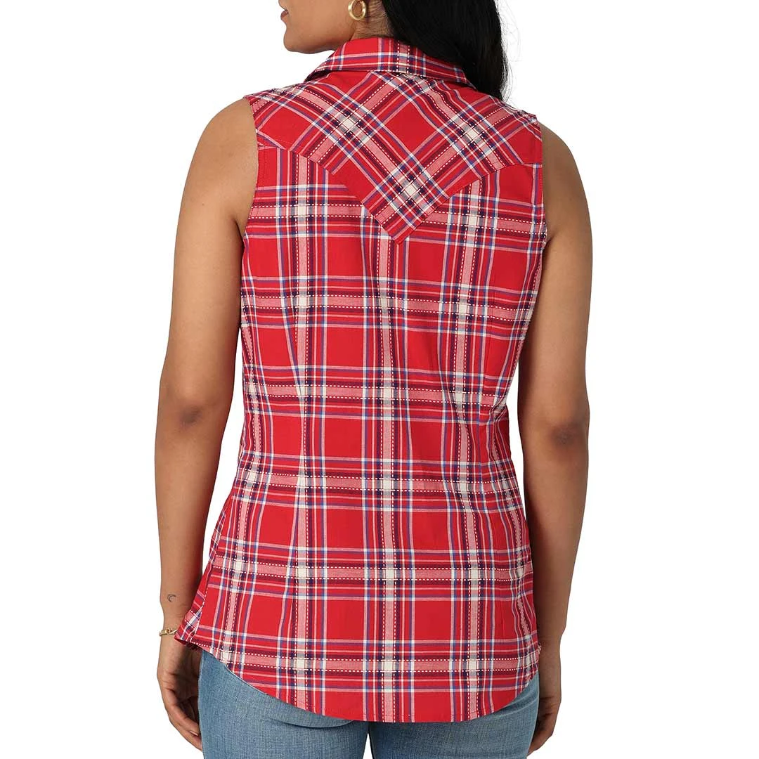 Wrangler Women's Retro Sleeveless Plaid Snap Shirt - Image 2