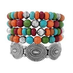 Wyo-Horse Five Strand Stackable Bead And Concho Bracelets