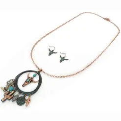 Wyo-Horse Steer Skull Charm Jewelry Set