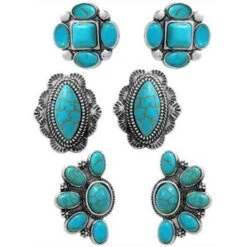 Wyo-Horse Women's Inlayed Stone Earrings - 3 Set