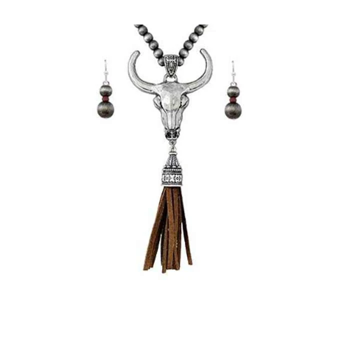 Wyo-Horse Women's Steer Skull Fringe Jewelry Set